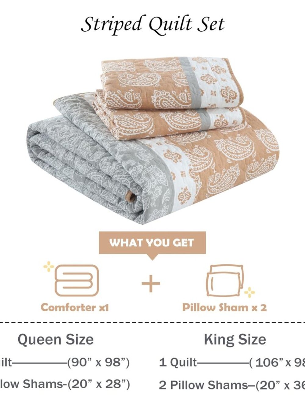 Terracotta Quilts Queen Size,Paisley Comforter Set Queen,Cotton Queen Comforter - Picture 6 of 6